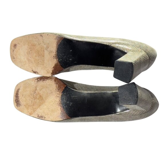 Stuart Weitzman Women's Beige Snakeskin Print Block Heel Shoes Size 9 AAAA - Picture 5 of 11